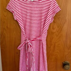 J. Crew Factory Pink and White Striped Dress